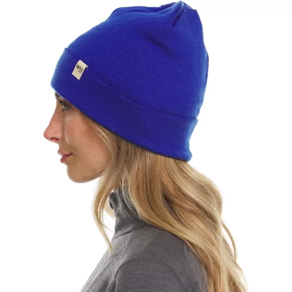 100 Merino Wool Ridge Cuff Beanie  Unisex Warm Winter HatRoyal Blue