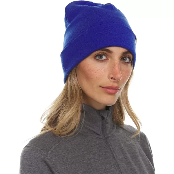 100 Merino Wool Ridge Cuff Beanie  Unisex Warm Winter HatRoyal Blue