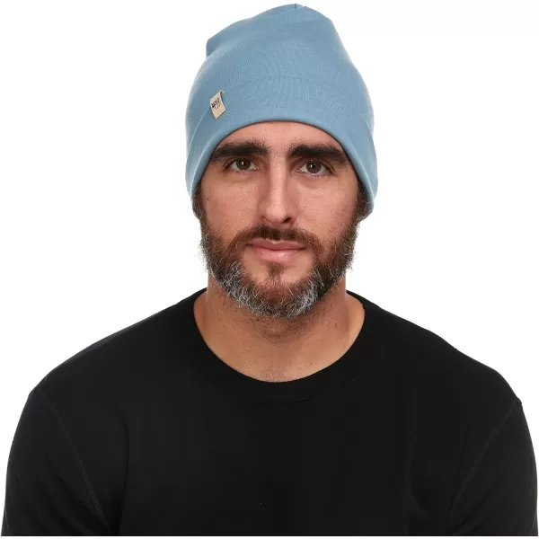 100 Merino Wool Ridge Cuff Beanie  Unisex Warm Winter HatSlate Blue