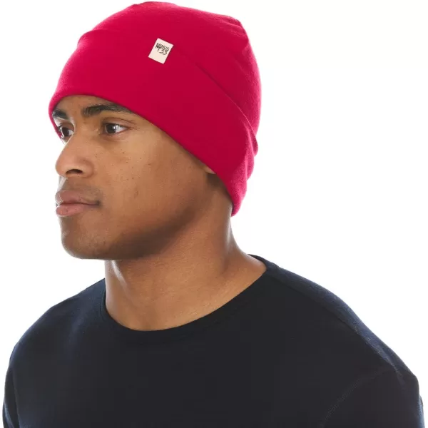 100 Merino Wool Ridge Cuff Beanie  Unisex Warm Winter HatTrue Red