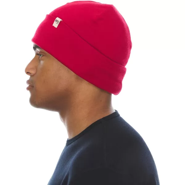 100 Merino Wool Ridge Cuff Beanie  Unisex Warm Winter HatTrue Red