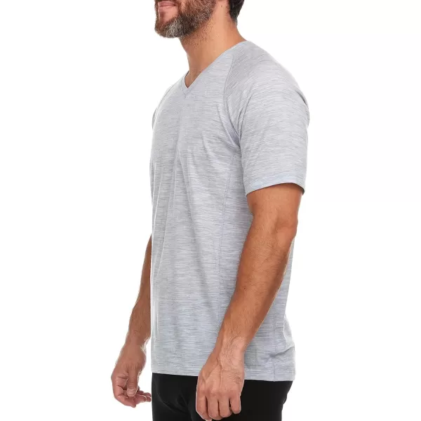 Merino Wool Woolverino Mens Micro VNeck TShirt Moisture WickingAsh Gray