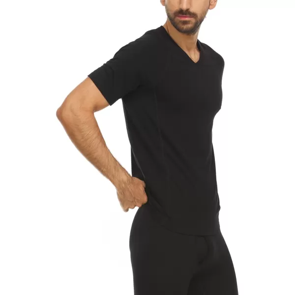 Merino Wool Woolverino Mens Micro VNeck TShirt Moisture WickingBlack