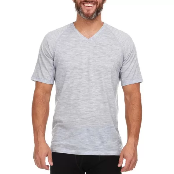 Merino Wool Woolverino Mens Micro VNeck TShirt Moisture WickingAsh Gray