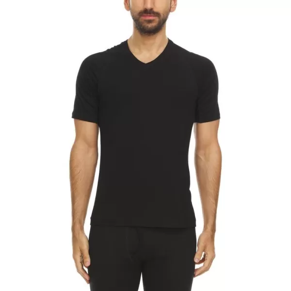 Merino Wool Woolverino Mens Micro VNeck TShirt Moisture WickingBlack