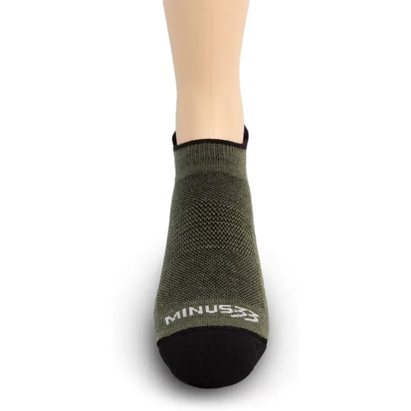 Minus33 Merino Wool Clothing Mountain Heritage No Show Tab Liner Socks Made in USA New HampshireOlive Drab