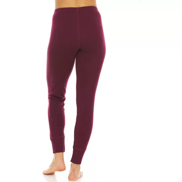 Womens 100 Merino Wool Midweight Base Layer Bottoms  Thermal Underwear  No Itch Renewable FabricBurgundy