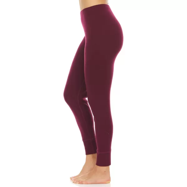 Womens 100 Merino Wool Midweight Base Layer Bottoms  Thermal Underwear  No Itch Renewable FabricBurgundy