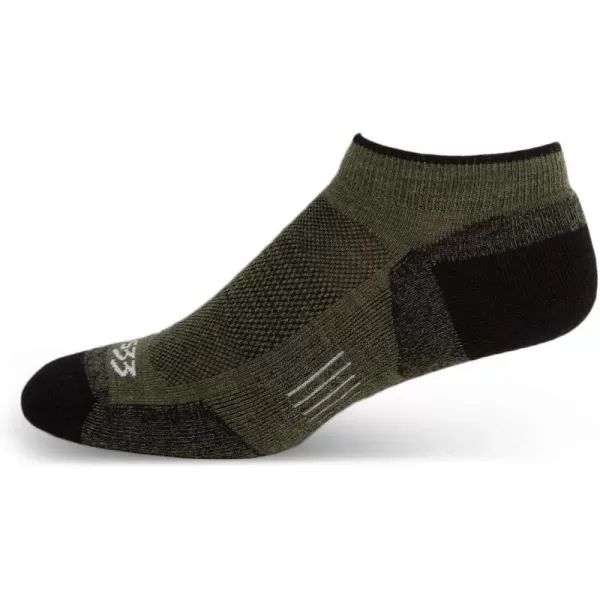 USA Made  No Show Socks  Running Socks  Merino Wool  Mountain HeritageS31 Micro  Cushion Olive Drab