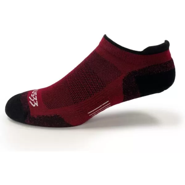 USA Made  No Show Tab Socks  Running Socks  Merino Wool  Mountain HeritageS32 Micro  Cushion True Red