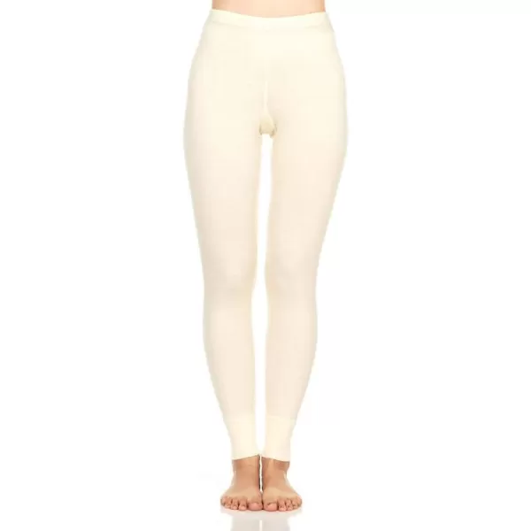 Womens 100 Merino Wool Midweight Base Layer Bottoms  Thermal Underwear  No Itch Renewable FabricNatural Cream