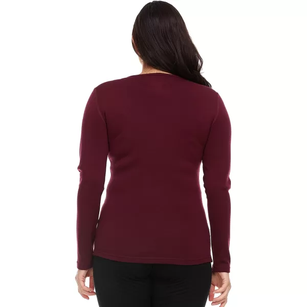 100 Merino Wool  Womens Expedition Weight Crew  Heavyweight Top  No Itch Renewable FabricBurgundy