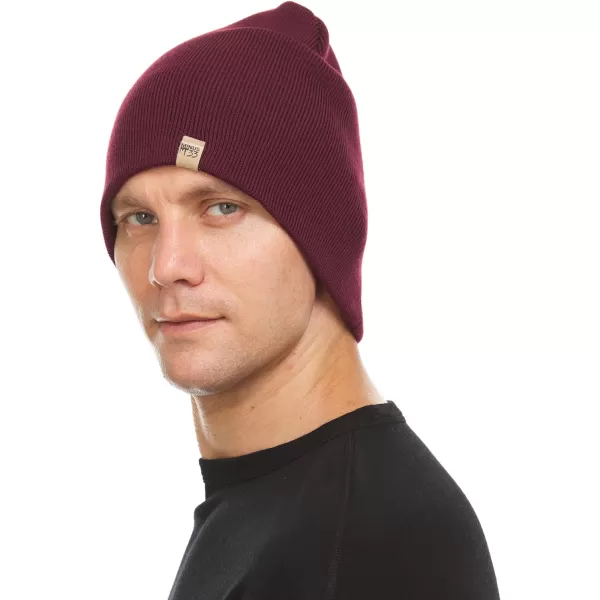 100 Merino Wool Expedition Knit Beanie  Heavyweight Winter HatBurgundy