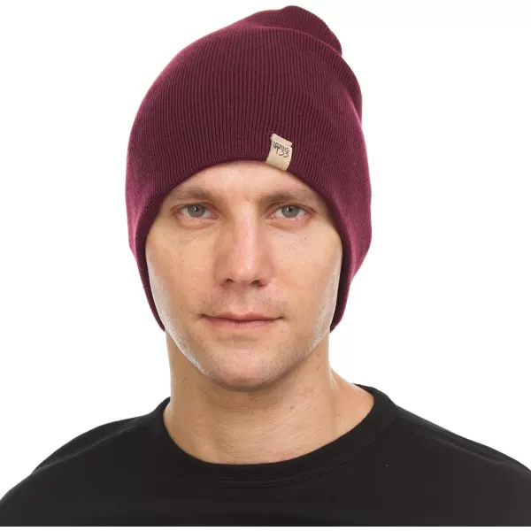 100 Merino Wool Expedition Knit Beanie  Heavyweight Winter HatBurgundy