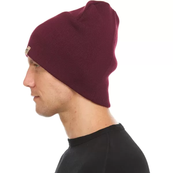 100 Merino Wool Expedition Knit Beanie  Heavyweight Winter HatBurgundy