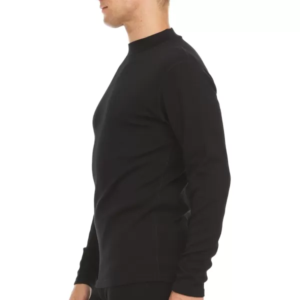 100 Merino Wool Mens Long Sleeve Expedition Mock Neck  Mid Layer  Warm Under ShirtBlack