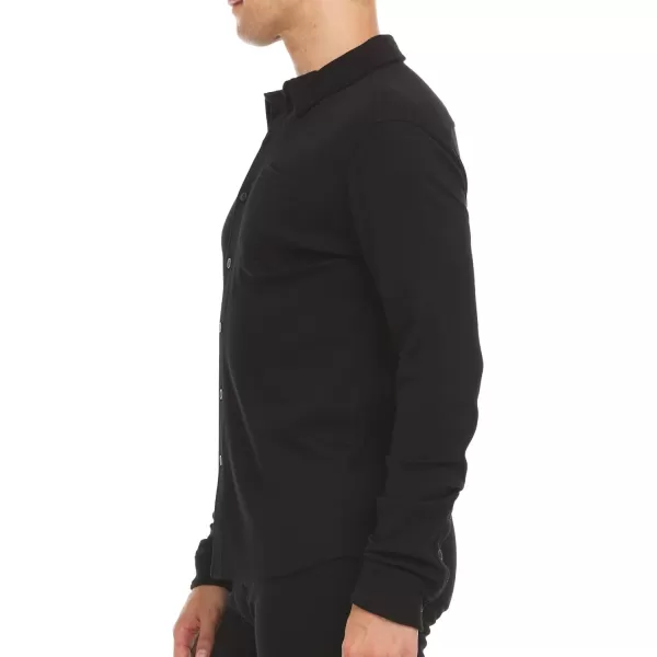 100 Merino Wool Mens Long Sleeve Knit Button Up  Full Length Button Front Closure  Regular FitBlack