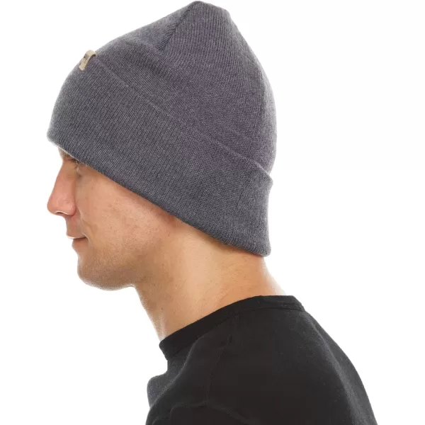 100 Merino Wool Midweight Everyday Knit Cuff Beanie  Warm Winter HatCharcoal Gray