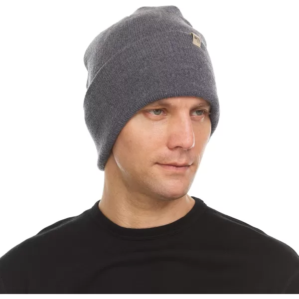 100 Merino Wool Midweight Everyday Knit Cuff Beanie  Warm Winter HatCharcoal Gray