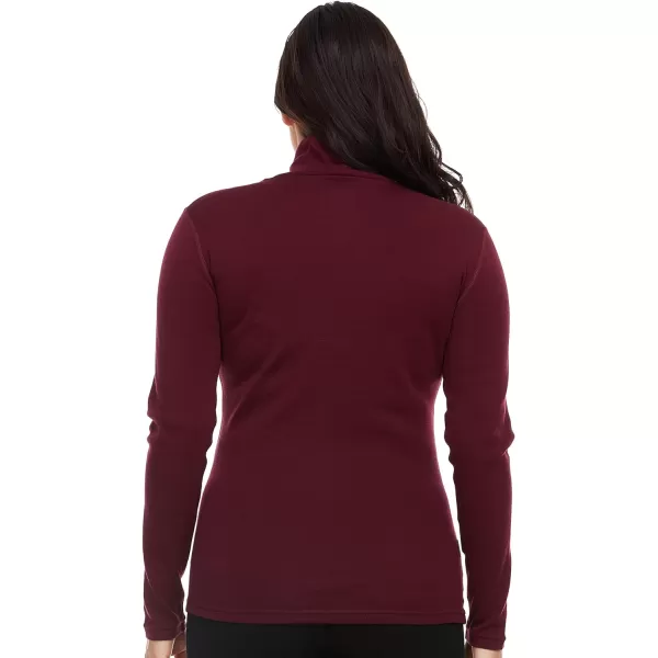 100 Merino Wool Womens Long Sleeve Midweight Turtleneck  Warm Sweater  FoldOver TurtleneckBurgundy