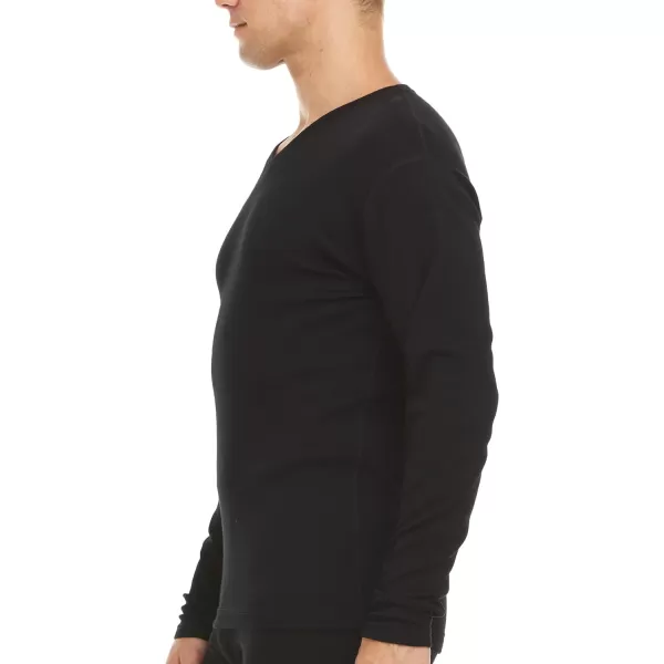 Mens Long Sleeve VNeck  100 Merino Wool Base Layer  Casual Shirt  Under Layer  MidlayerBlack