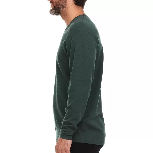 Mens Long Sleeve VNeck  100 Merino Wool Base Layer  Casual Shirt  Under Layer  MidlayerForest Green