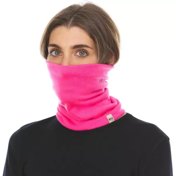 Minus33  Midweight Neck Gaiter  100 Merino Wool  Multipurpose Headwear  Skiing Neck Warmer  Winter Face MaskBlaze Pink