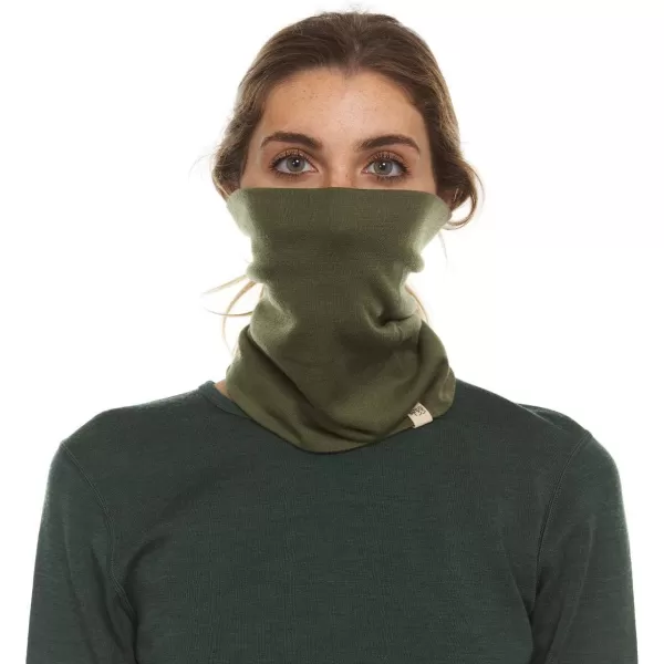 Minus33  Midweight Neck Gaiter  100 Merino Wool  Multipurpose Headwear  Skiing Neck Warmer  Winter Face MaskOlive Drab