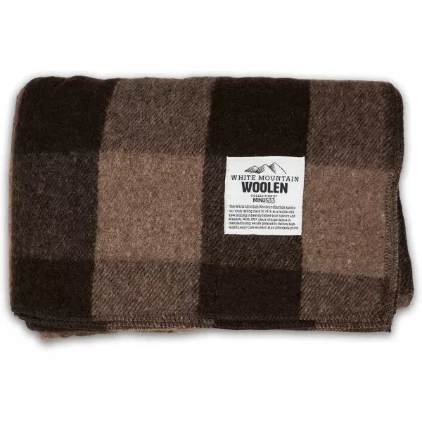 Minus33 Merino Wool  White Mountain Woolen Lodge Twin Blanket  Warm Throw Blanket  Picnic Blanket  80 Recycled Wool  65W x 90L  Brown and Tan PlaidBrown and Tan