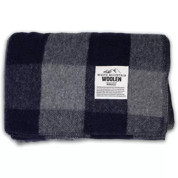 Minus33 Merino Wool  White Mountain Woolen Lodge Twin Blanket  Warm Throw Blanket  Picnic Blanket  80 Recycled Wool  65W x 90L  Brown and Tan PlaidGray and Blue