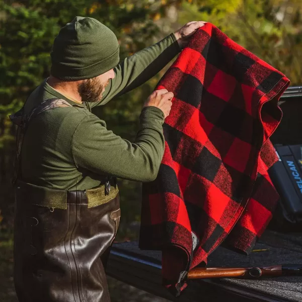 Minus33 Merino Wool  White Mountain Woolen Lodge Twin Blanket  Warm Throw Blanket  Picnic Blanket  80 Recycled Wool  65W x 90L  Brown and Tan PlaidRed and Black