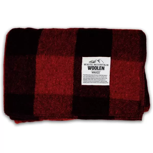 Minus33 Merino Wool  White Mountain Woolen Lodge Twin Blanket  Warm Throw Blanket  Picnic Blanket  80 Recycled Wool  65W x 90L  Brown and Tan PlaidRed and Black