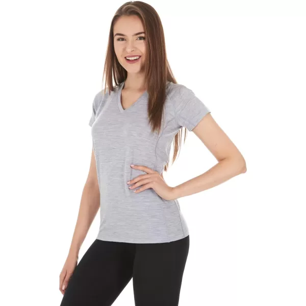 Minus33 Merino Wool 22V1 Woolverino Womens Micro VNeck TShirt  84 Merino Wool 12 Nylon 4 SpandexAsh Grey