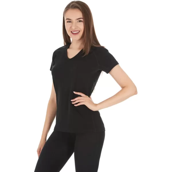 Minus33 Merino Wool 22V1 Woolverino Womens Micro VNeck TShirt  84 Merino Wool 12 Nylon 4 SpandexBlack