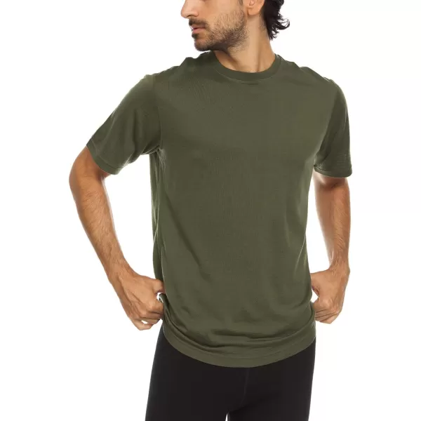 Minus33 Merino Wool 703 Algonquin Mens Lightweight Short Sleeve Crew  No Itch Renewable FabricOlive Drab