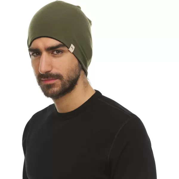 Minus33 Merino Wool Micro Weight Reversible BeanieOlive Drab  Black