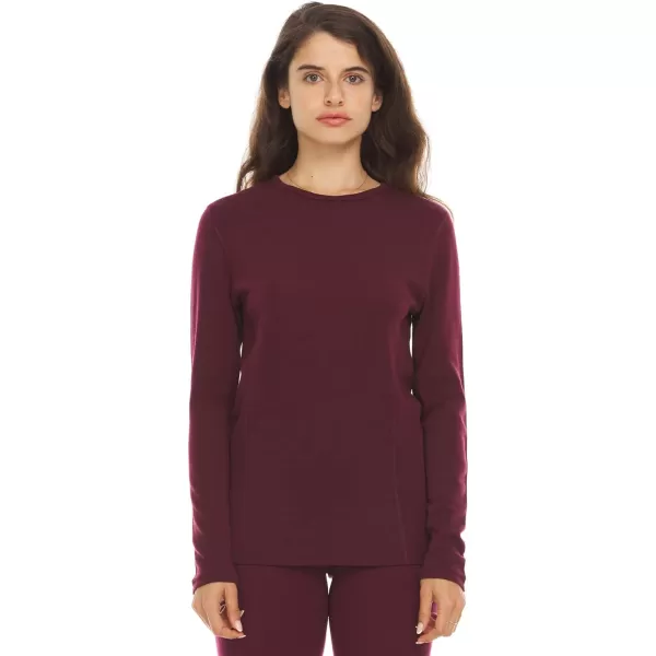 Minus33 Womens Ossipee Midweight Crew Top  100 Merino Wool  Long Sleeve Thermal Base Layer  No Itch Renewable FabricBurgundy