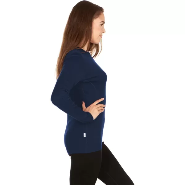 Minus33 Womens Ossipee Midweight Crew Top  100 Merino Wool  Long Sleeve Thermal Base Layer  No Itch Renewable FabricNavy Blue