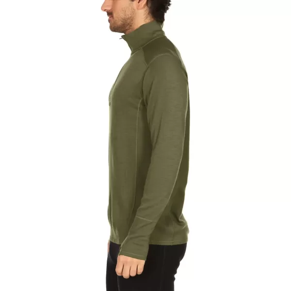 Minus33100 Merino Wool  Isolation Mens Midweight Quarter Zip  Warm Pullover  Outdoor Recreation SweaterOlive Drab