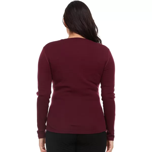 Womens Long Sleeve VNeck  100 Merino Wool Base Layer  Casual Shirt  Under Layer  MidlayerBurgundy