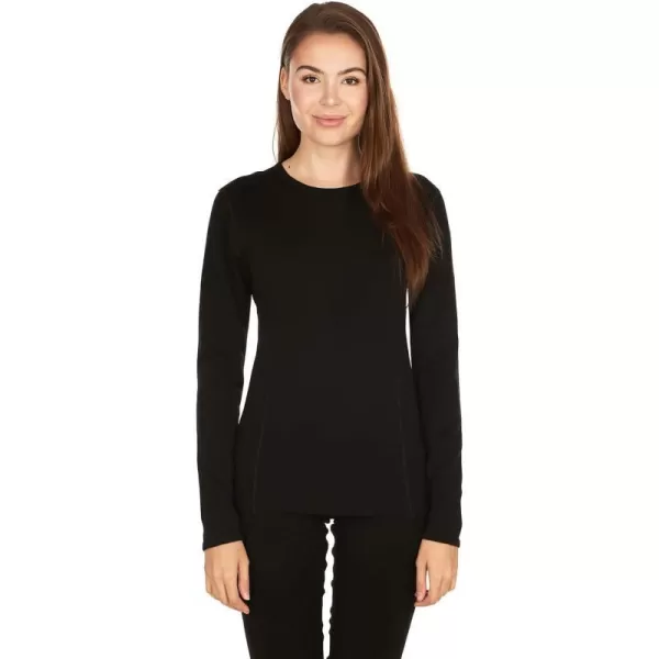 100 Merino Wool  Womens Expedition Weight Crew  Heavyweight Top  No Itch Renewable FabricBlack