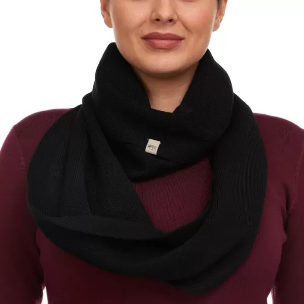 100 Merino Wool Everyday Knit Infinity Scarf  Winter Loop Scarf  Midweight Scarves for Women and MenBlack