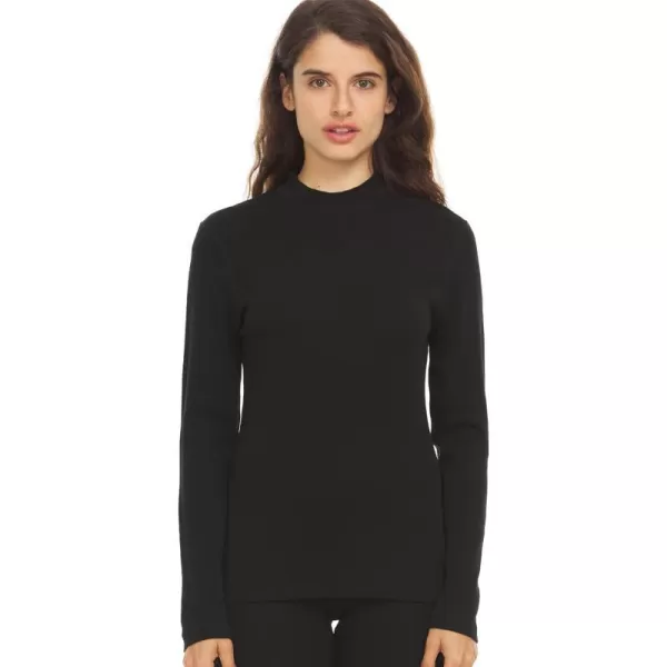 100 Merino Wool Long Sleeve Midweight Mock Neck  Warm Sweater  Soft Base Layer TopBlack