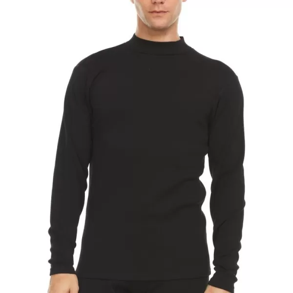 100 Merino Wool Mens Long Sleeve Expedition Mock Neck  Mid Layer  Warm Under ShirtBlack