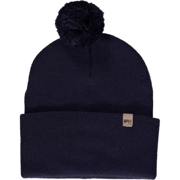 100 Merino Wool Midweight Everyday Knit Cuff Pom Beanie  Winter Pom Pom HatNavy Blue