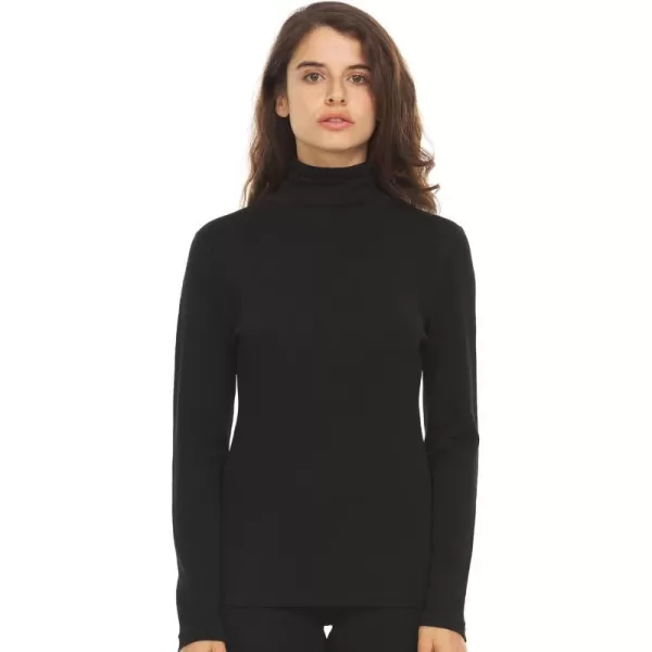 100 Merino Wool Womens Long Sleeve Midweight Turtleneck  Warm Sweater  FoldOver TurtleneckBlack