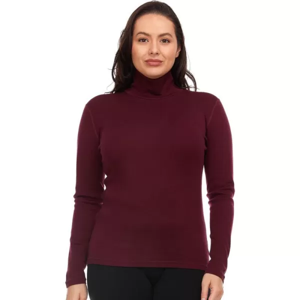 100 Merino Wool Womens Long Sleeve Midweight Turtleneck  Warm Sweater  FoldOver TurtleneckBurgundy