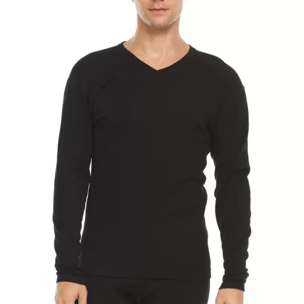 Mens Long Sleeve VNeck  100 Merino Wool Base Layer  Casual Shirt  Under Layer  MidlayerBlack