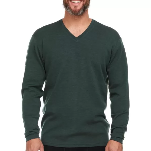 Mens Long Sleeve VNeck  100 Merino Wool Base Layer  Casual Shirt  Under Layer  MidlayerForest Green