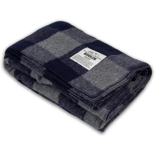 Minus33 Merino Wool  White Mountain Woolen Lodge Twin Blanket  Warm Throw Blanket  Picnic Blanket  80 Recycled Wool  65W x 90L  Brown and Tan PlaidGray and Blue